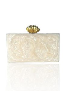Élégante pochette en résine blanc cassé avec embellissements en cristal et perles, sac à main pour femmes - Product Image 3