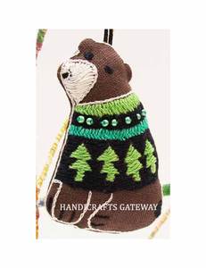 Muy exclusivo atractivo aspecto Zari bordado multicolor forma personalizada adorno colgante de Navidad para la decoración del árbol - Product Image 5