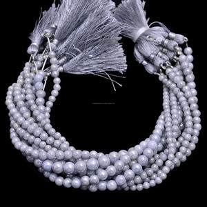 Grapolite grise naturelle 4x4mm-7x7mm 8 pouces lisse forme ronde cristal lisse perles de pierres précieuses brin pour la fabrication de bijoux collier - Product Image 1