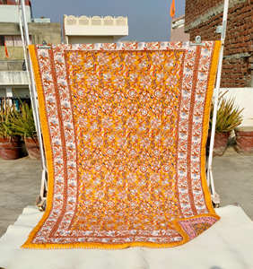 nokhi Jaipuri Block Print <b>Quilt</b> Printed Reversible Razai Cotton Handmade Floral <b>Quilt</b>, Jaipuri Razai, Bedspread Comforter Thick - Product Image 3