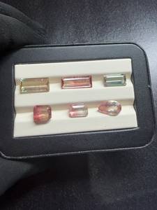 Lot de 6 tourmalines pastèque naturelles, couleur bio rose-vert dégradé, facettées, taille Asscher, taille poire, taillées à la main, pierres brutes - Product Image 4