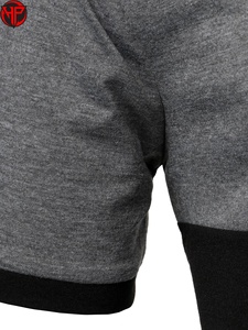 Chemise décontractée à manches courtes pour homme Hexaplus Industries, en coton 100 % anti-plis, avec blocs de couleur, tricotée, design uni, noir et gris - Product Image 3