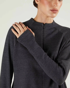 Ensemble de sport modeste grande taille pour femme avec fermeture éclair et poches, tenue de sport musulmane à séchage rapide et protection UPF30 - Product Image 4