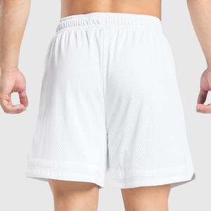 Men's White Solid Color Eco-Friendly Breathable Mesh Windproof <b>Shorts</b> Mid Waist Elastic Drawstring Casual Style Bermuda Length - Product Image 3