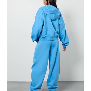 Conjunto de Sudadera con Capucha 100% Algodón Personalizado, Chaqueta Deportiva Holgada con Cremallera, Ropa para Correr, Conjuntos Deportivos al Por Mayor Más Baratos, Cintura Elástica, Conjunto de 2 Piezas - Product Image 3