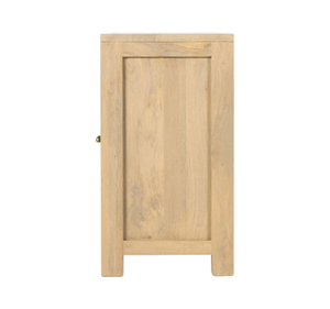Japandi Modern Solid Teak Wood Rattan <b>TV</b> <b>Stand</b> Media Console Cabinet with Double Door Storage Living Room Furniture - Product Image 6
