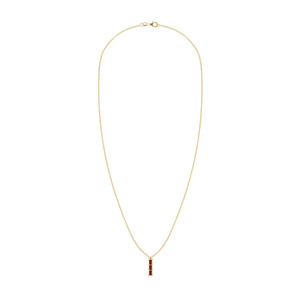 สร้อยคอจี้ประดับพลอยโกเมนทรงบาแกตต์สามเม็ดสีเหลืองทอง - Product Image 3