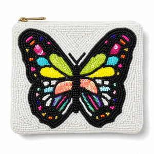 Porte-monnaie de luxe fait main en perles de verre colorées motif papillon, brodé, avec fermeture éclair, cadeau, OEM ODM, vente en gros, pour femme, 5 pouces, en tissu - Product Image 3