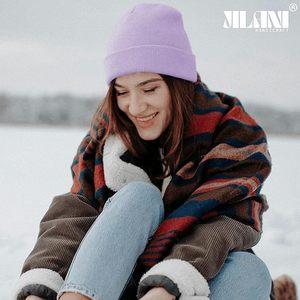 Bonnet d'hiver en tricot pour bébé violet - Product Image 3