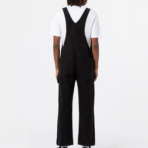 Salopette de travail noire à bretelles réglables, pantalon utilitaire multipoches, vêtements de travail industriels durables pour charpentier, agriculture, construction - Product Image 3