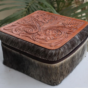 Estuche portátil para anillos y pendientes con logotipo personalizado, organizador de joyas de cuero de vaca, estuche de almacenamiento, Cajas de Regalo, joyeros de viaje pequeños - Product Image 1