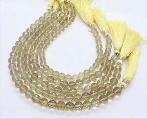 Cuentas de piedras preciosas sueltas de forma redonda facetadas de cuarzo limón Natural de 8mm, cuarzo hecho a mano para la fabricación de joyas, precio al por mayor a granel - Product Image 5