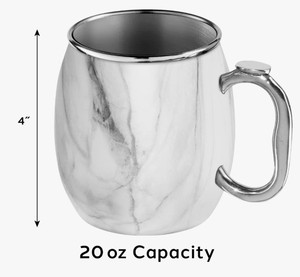 Mug Moscow Mule en marbre blanc 16oz, tasse en acier inoxydable avec poignée, finition miroir, durable, pour jus, vente chaude - Product Image 4