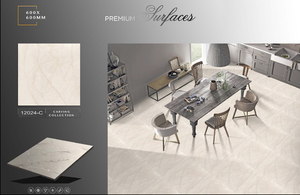 Azulejos de Porcelana Esmaltada de Diseño Moderno de 600 x 600 mm, Venta al por Mayor de Fábrica, Blancos y Negros, Pulidos y Brillantes para Uso en Interiores - Product Image 2