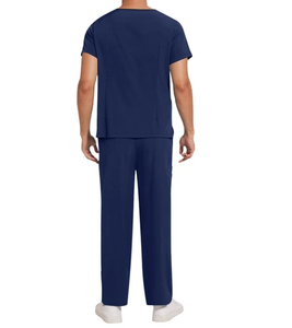 Conjunto de Uniformes Médicos para Hombre, Clásico, Manga Corta, Cuello en V, Top Elástico y Pantalones Rectos con Cintura Elástica - Product Image 4