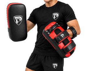 ถุงมือฝึกซ้อมมวย Dumela Custom Focus Mitts หนังแท้ สีแดงดำ ทนทาน ดีไซน์โค้งรับรูปมือ ป้องกันได้ดี รุ่น DI-MK 5 - Product Image 3