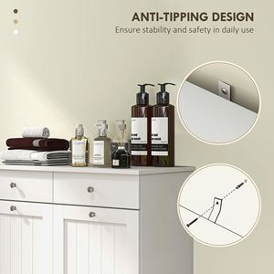 Mobiletto Portabiancheria Bianco con 2 Cesti Ribaltabili e 2 Cassetti per Organizzare il Tuo Spazio - Product Image 6