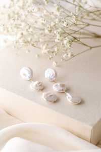 Boucles d'oreilles pendantes en perles baroques, perles Keshi triples irrégulières, bijoux de mariée élégants pour femmes, argent sterling - Product Image 2