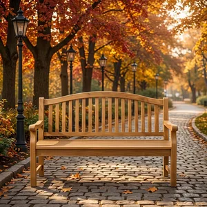 Traditional Teak Garden <b>Bench</b> Outdoor Wooden Chair Durable Park Furniture Tapered Leg Design for Hotel & Villa Use - Product Image 3