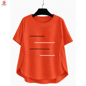Camiseta Holgada Elegante para Mujer, Top de Manga Corta, Transpirable, Ecológica, Estilo Moderno para Primavera/Verano - Product Image 1