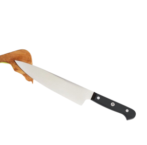 Ensemble de couteaux de cuisine rivetés noirs avec lames argentées, bloc en bois marron clair, ciseaux et aiguiseur pour hacher et préparer les aliments - Product Image 6