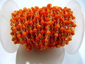 Orange Brass Beaded <b>Rosary</b> Chain Rondelle Faceted 3mm <b>Rosary</b> Chain - Product Image 5