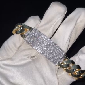 Chaîne de corps cubaine en or massif 9K de 10 mm, sertie de diamants de laboratoire brillants à trois rangs, style hip-hop, unisexe, pour mariage, vente en gros - Product Image 2