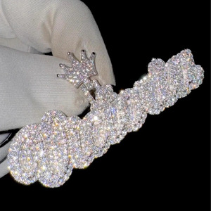 Collar con Colgante de Plata 925 con Gemas RB, Oro Blanco de 14K, Diamante Moissanita Cultivado en Laboratorio con Certificación IGI, Chapado en Oro, Clásico - Product Image 3