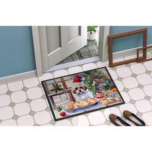 Nuevo Lhasa Apso Christmas Cookies Felpudo 18H X 27W Interior/Exterior Antideslizante Alfombra de pila baja Lavable Puerta delantera Alfombra de entrada - Product Image 4