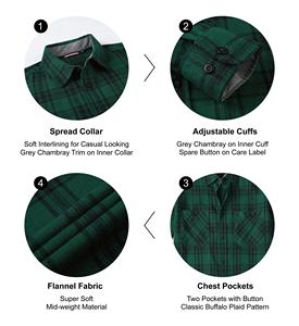 เสื้อเชิ้ตผ้าแฟลนเนลลายตารางสีเข้มสไตล์ลำลองสำหรับผู้ชาย คอลเลคชั่นฤดูใบไม้ร่วงปี 2026 ขายส่ง ราคาสมเหตุสมผล กำลังเป็นที่นิยม - Product Image 4