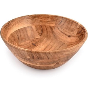Tazón para Servir de Madera de Mango Natural al por Mayor, con Borde Festoneado, Recipiente Decorativo de Madera Maciza para Mesa - Product Image 2