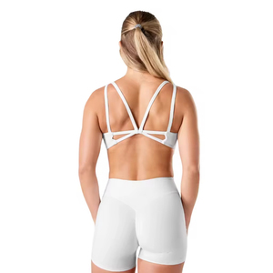 Soutien-gorge de sport sans couture blanc pour femme, maintien élevé, extensible, pour yoga, gym, fitness, entraînement, avec coussinets amovibles - Product Image 3
