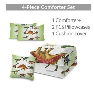 Super Soft and Fade Resistant Microfiber Duvet Cover Sets All Season Green Dinosaur Family Print Pattern for Girls and Boys - Product Image 3