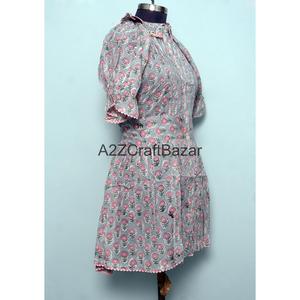 Chemisier court pour femme indienne, 100% coton pur, fait main, tissu de haute qualité, imprimé au bloc, pour l'été, style décontracté - Product Image 5