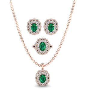 REYES Fabricante de Conjuntos de Joyería de Plata de Ley 925 con Moissanita para Mujer, Aretes y Collar con Gema de Rubí Ovalada de 9.91Ct - Product Image 4