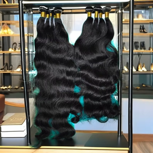 Extensions de cheveux indiens Remy 100% non traités, couleur naturelle, vague corporelle, double trame, un donneur - Product Image 1