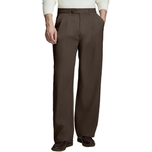 Pantalon de Costume Plissé Large en Polyester Taille Moyenne pour Homme, Style Old Money, Infroissable et Respirant, Idéal pour le Travail et le Bureau - Product Image 2