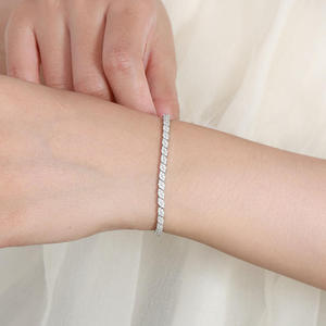 Silver Plated Moissanite Tennis Bracelet Trendy Diamond Alternative Bridal Wedding <b>Gift</b> Unisex Anniversary for Certified Claw - Product Image 4