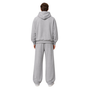 Conjuntos de sudaderas con capucha de algodón extragrandes con paneles en contraste OEM para hombre, pantalones de chándal de forro polar grueso de pierna ancha, top con cremallera frontal y bloques de color, venta al por mayor - Product Image 2