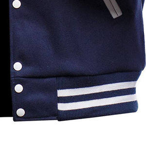 Veste de sport marine pour homme, manches blanches, col rabattu, fermeture boutonnée, couleur unie, style preppy, vêtement d'automne - Product Image 3