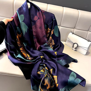 <b>Floral</b> Print Soft Lightweight Long Silk Shawl <b>Scarf</b> for Women for Party Use - Product Image 6
