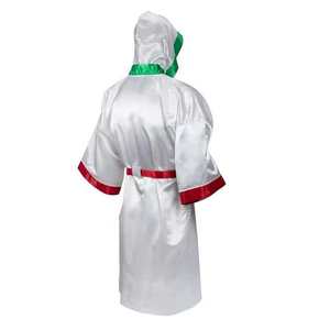 Robe de boxe professionnelle à capuche, longue robe de boxe en satin, logo personnalisé, vêtements de sport pour les événements de soirées de combat - Product Image 1