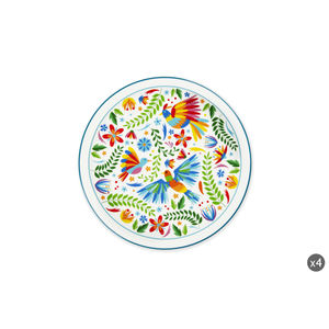 Assiettes à pizza en porcelaine Excelsa Mexican Flowers 30,5 cm, multicolores, lot de 4 - Product Image 3