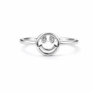 แหวนเงินแท้ 925 รูปหน้ายิ้ม ประดับอัญมณี งานแฮนด์เมด เครื่องประดับหน้ายิ้มสำหรับผู้หญิง - Product Image 6