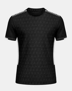 Nueva Camiseta de Fútbol Sublimada con Estampado Geométrico Negro para Hombre, Manga Corta, Absorbe la Humedad, Ajuste Atlético, Cuello Redondo, Ropa Deportiva - Product Image 1