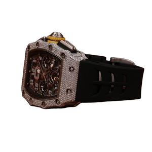 Reloj RM de lujo con bisel de diamante de corte redondo de moissanita para hombre con esfera negra, pantalla de fecha romana clásica, características de ventana de vidrio, regalo - Product Image 3