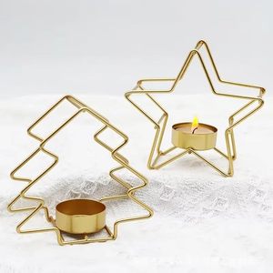 Mini Christmas candle <b>holder</b> iron art table <b>candlestick</b> small metal star tea light <b>holder</b> - Product Image 2