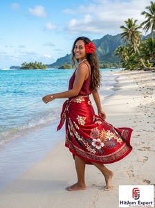 Paréo Sarong Hawaïen en Satin Tissé Personnalisé, Motif Floral Tropical, Léger, pour la Plage, Été, OEM ODM Garçons - Product Image 6