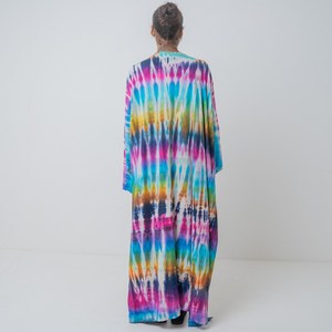 Belle Nouveau Kimono Robe D'été Surdimensionné Vacances Look Boho Festival Bohème Boho Chic À La Mode Femmes Tie Dye Kimono - Product Image 4