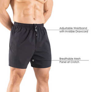 Shorts de sport décontractés pour hommes, respirants, à séchage rapide, légers, en spandex/polyester, avec cordon de serrage pour l'entraînement et les activités de plein air - Product Image 2